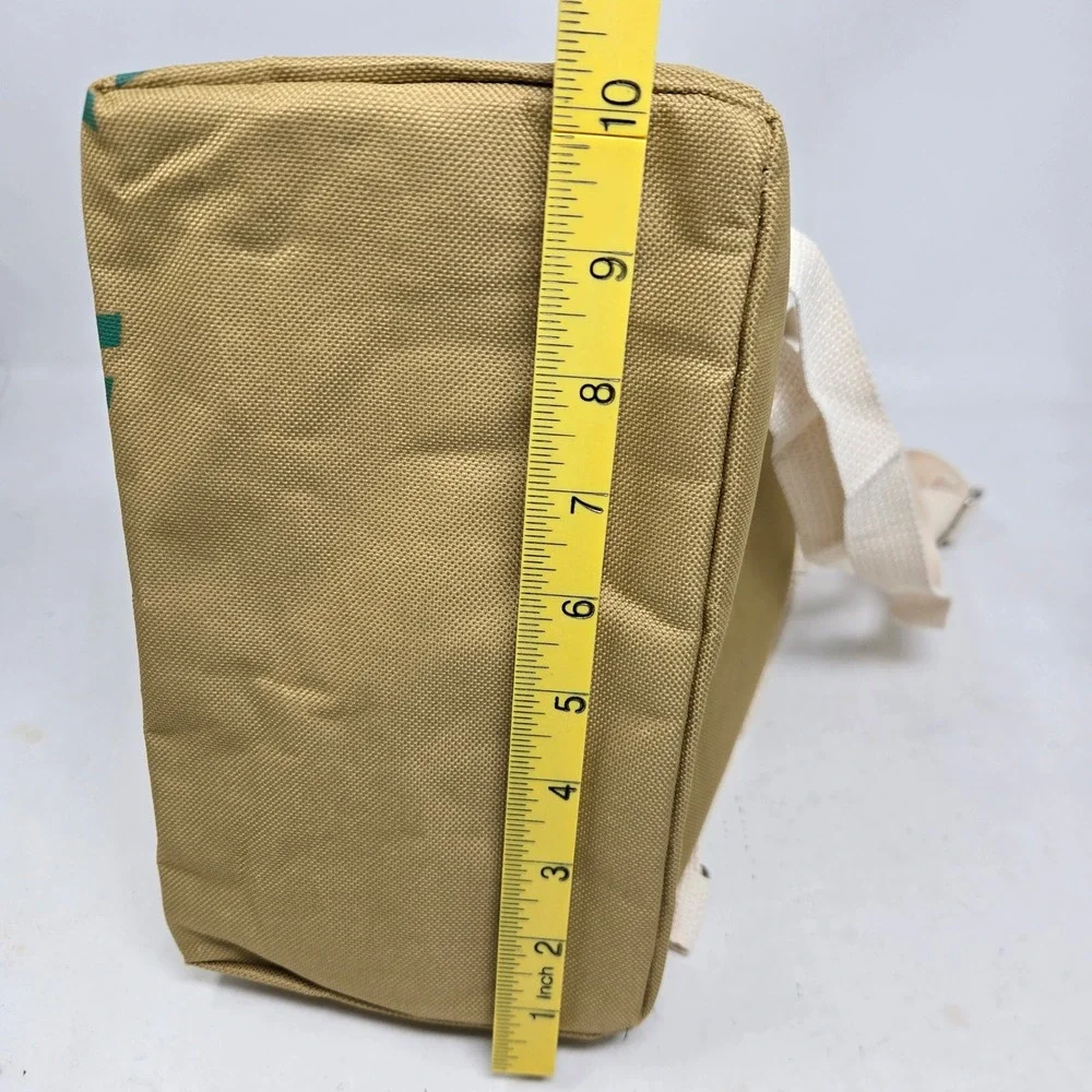 Starbucks Siren Logo Roll Top Backpack Khaki Tan Green Canvas Adjustable Straps